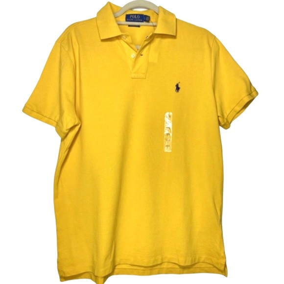 Men Polo Ralph Lauren Polo SLIM FIT Yellow Shirt - Picture 5 of 12